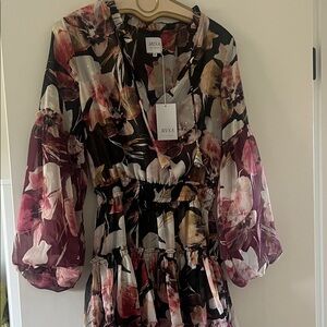 Misa Los Angeles Floral Mini Dress - Black, Pink, Cream